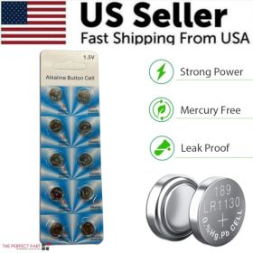 10 PCS LR1130 AG10 389 Alkaline Battery 1.5V Button Cell for Watch Calculator US (Option: 10PC)